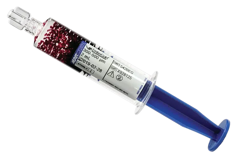 Produktbild - VF000160884 - Emboliseringspartiklar kalibrerade sfäroida Embogold 700-900 µM 2ml i spruta