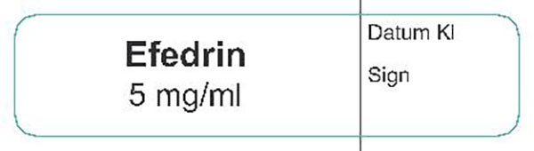 Produktbild - VF000183833 - Etikett Efedrin 5mg/ml vit/svart 12x50mm 500st/rulle