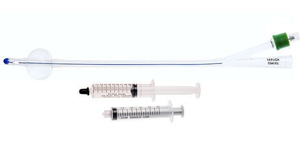 Produktbild - 65344 - Foleykateter Nelaton 2-vägs med förfylld glycerinspruta silikon 10ml CH14 20cm