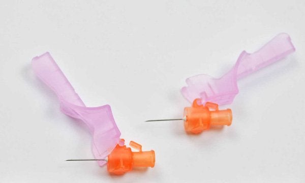 Produktbild - 40442 - Injektionskanyl med stickskydd orange 25G 0,5x16mm