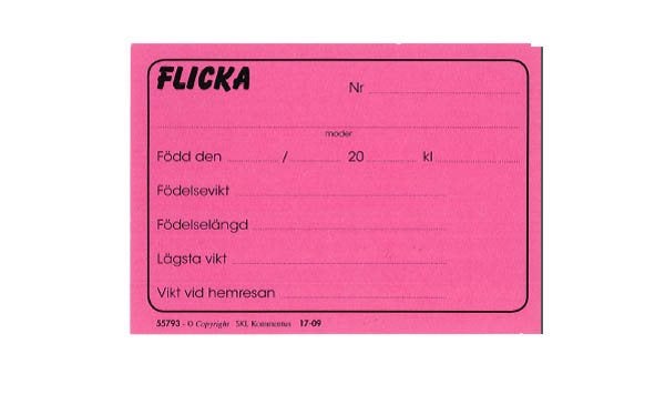 Produktbild - 55793 - Födelsekort flicka