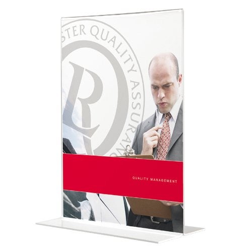 Produktbild - 52108 - Broschyr- och informationsställ bordsmodell med T-fot klar plast A4