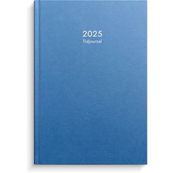 Produktbild - 64906 - Almanacka Dagbok Tidjournal 2025 inbunden 2 dagar per uppslag kvartsindelad kl 8-20 kartongomslag blå 180x265mm