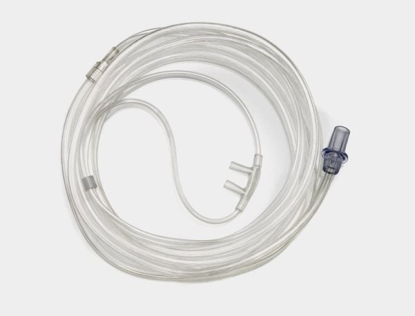 Produktbild - 55520 - Syrgasgrimma mjuk med raka näskanyler och slang vuxen 2,1m