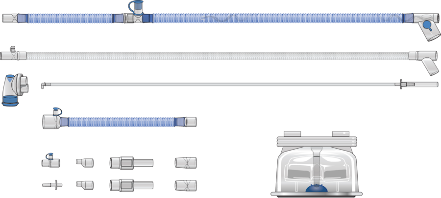 Produktbild - VF7000125 - Slangset med självpåfyllande kammare värmeslinga koppling och vattenfälla >4l/min till MR850 10-pack