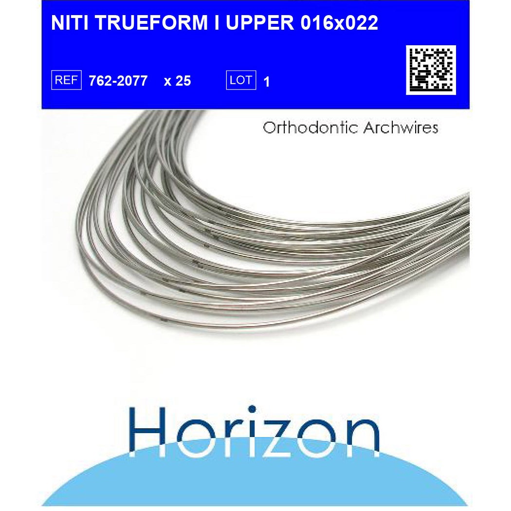 Produktbild - VF000142226 - Kantbåge Niti för överkäke Trueform 1 0.016x0.022" 25-pack