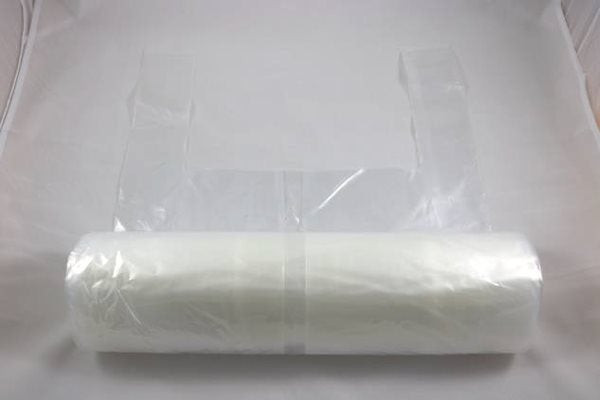 Produktbild - 58674 - Sopsäck plast transparent med knythandtag 125L 400/350x1330mm 25st/rulle