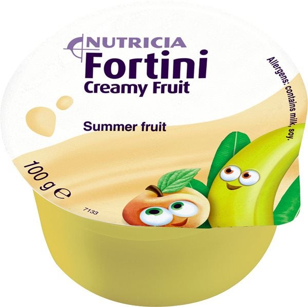 Produktbild - 54654 - Fortini Creamy Fruit kosttillägg för barn komplett sommarfrukt 150kcal/100g 100g