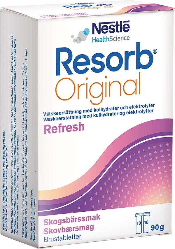 Produktbild - 62980 - Resorb Vätskeersättning skogsbär 90g 2x10 tabletter