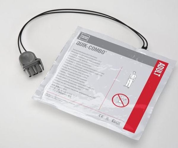Produktbild - 58492 - Defibrilleringselektrod med föranslutningskabel till Lifepak 500/1000 Quik-Combo vuxen