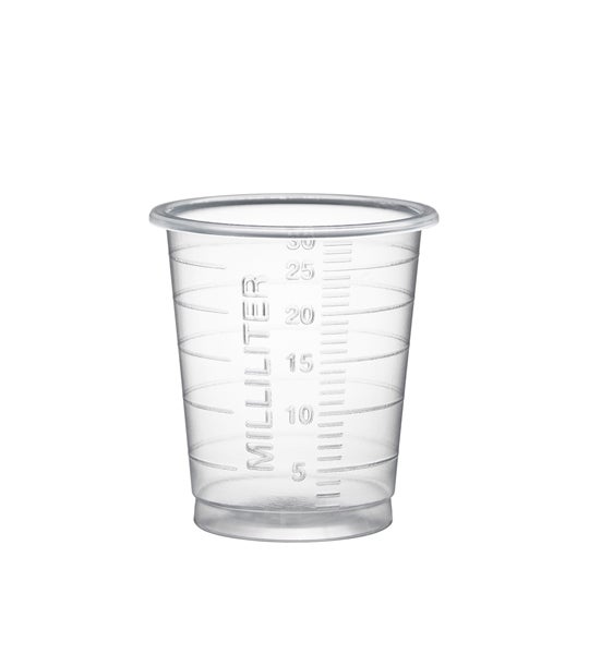 Produktbild - 59775 - Medicinbägare smal förnybar ECO klar plast 30ml 38x42mm