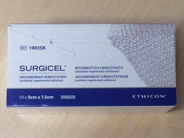 Produktbild - 54927 - HEMOSTATIKUM 5X7,5CM REGENERERAD CELLULOSA GLES VÄV