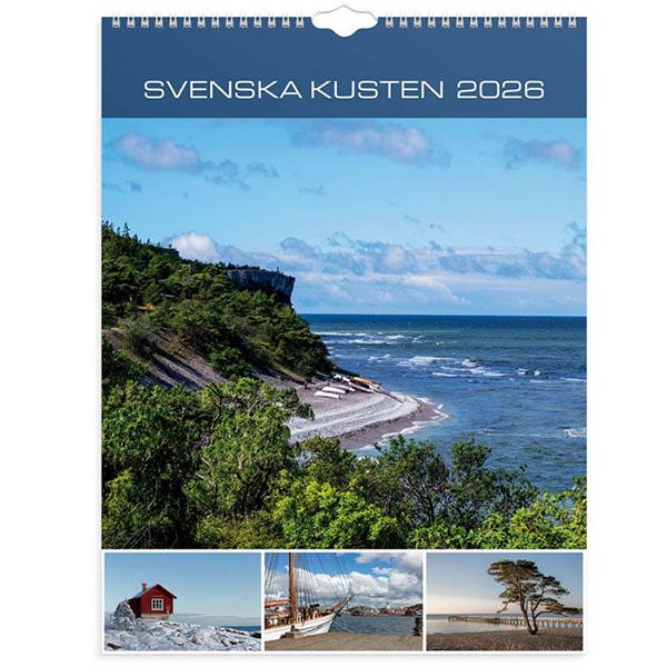 Produktbild - 65768 - Väggalmanacka svenska kusten 2026 1 månad/blad 295mmx39cm