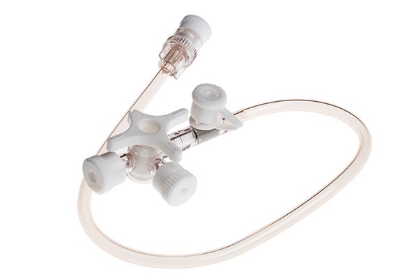 Produktbild - 62465 - Infusionskran 3-vägs med slang och injektionsport luer-lock vit 25cm