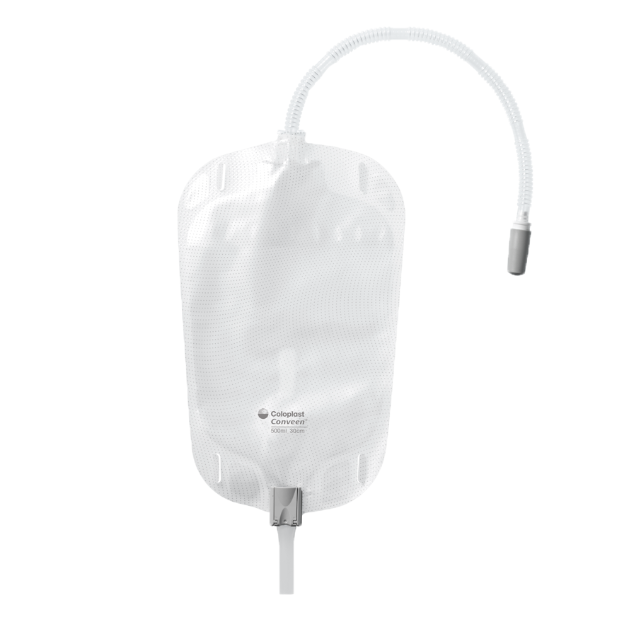 Produktbild - 47397 - Benurinpåse tömbar med fast konnektor 500ml slang 6cm