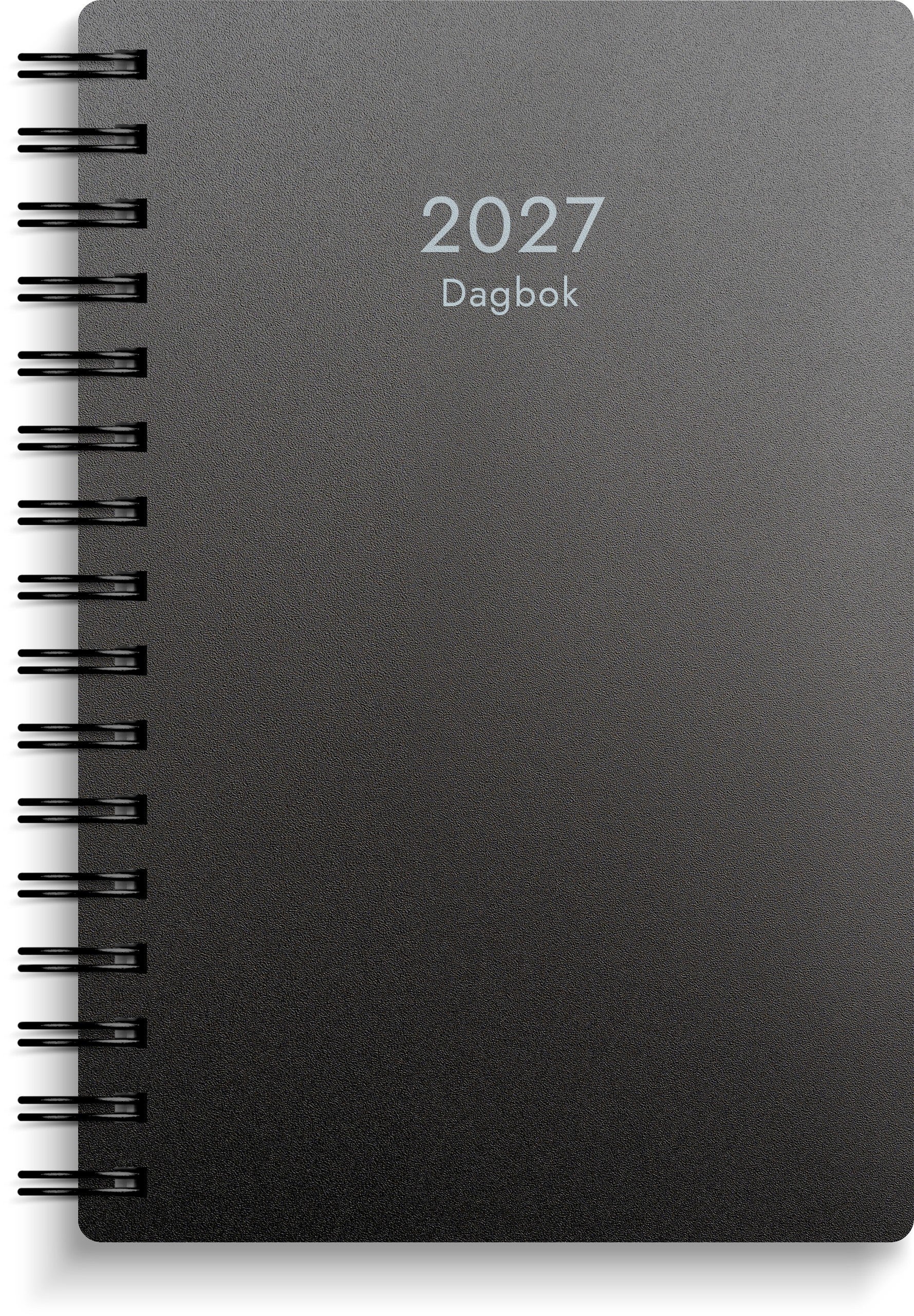 Produktbild - VF7009403 - Almanacka dagbok spiral 2027 1 dag/sida timindelning kl 8-19 135x205mm