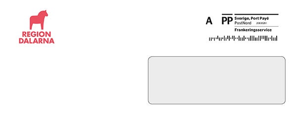 Produktbild - 65290 - Kuvert med fönster självhäftande med remsa A-post Region Dalarna vitt E5H2 90g