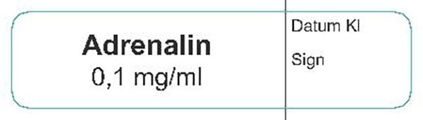 Produktbild - 62610 - Etikett Adrenalin 0,1mg/ml vit/svart 12x50mm 500st/rulle