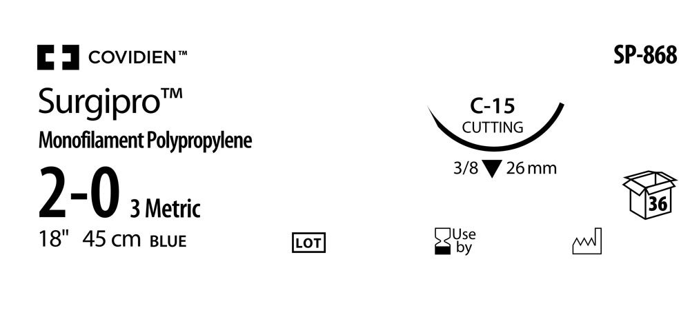 Produktbild - VF000150496 - SURGIPRO™ 2-0 BLUE 45CM C-15 X36