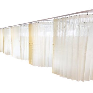 Produktbild - VF000116235 - Engångsdraperi med krokar och perforerad/nätad ovandel ljusgul 555x200cm