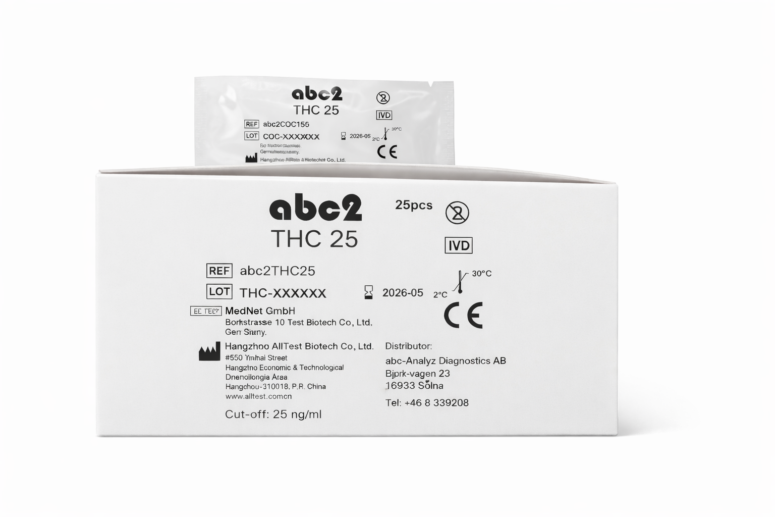 Produktbild - VF000184207 - Drogtest singelsticka för urin cannabis 25-pack