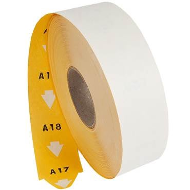 Produktbild - VF000186165 - Turnummerlapp på rulle gul 40mm T80 3000st/rulle 6-pack