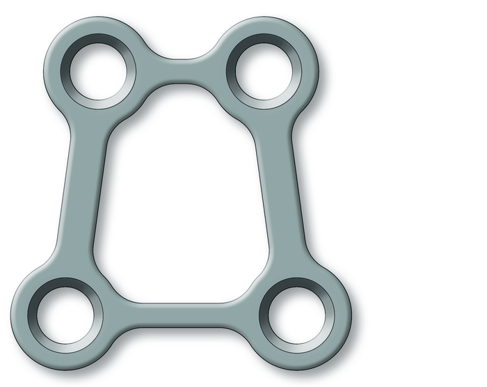 Produktbild - VF000122286 - Platta trapetsformad mini 4 hål för skruv 2,0mm