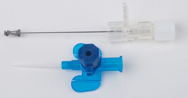 Produktbild - 86019 - Infusionskanyl med injektionsport och stickskydd blå 22G 0,9x25mm