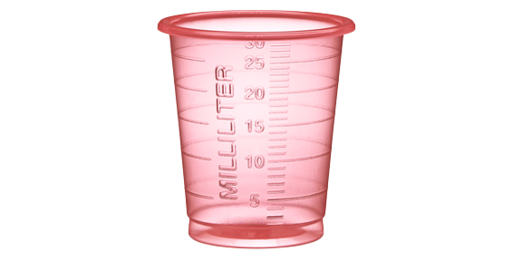Produktbild - 66101 - Medicinbägare smal förnybar ECO röd plast 30ml Ø38x42mm