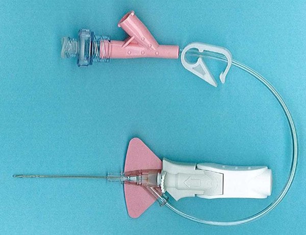 Produktbild - 46825 - Infusionskanyl med slang stickskydd och Y-koppling rosa 20G 1,1x32mm