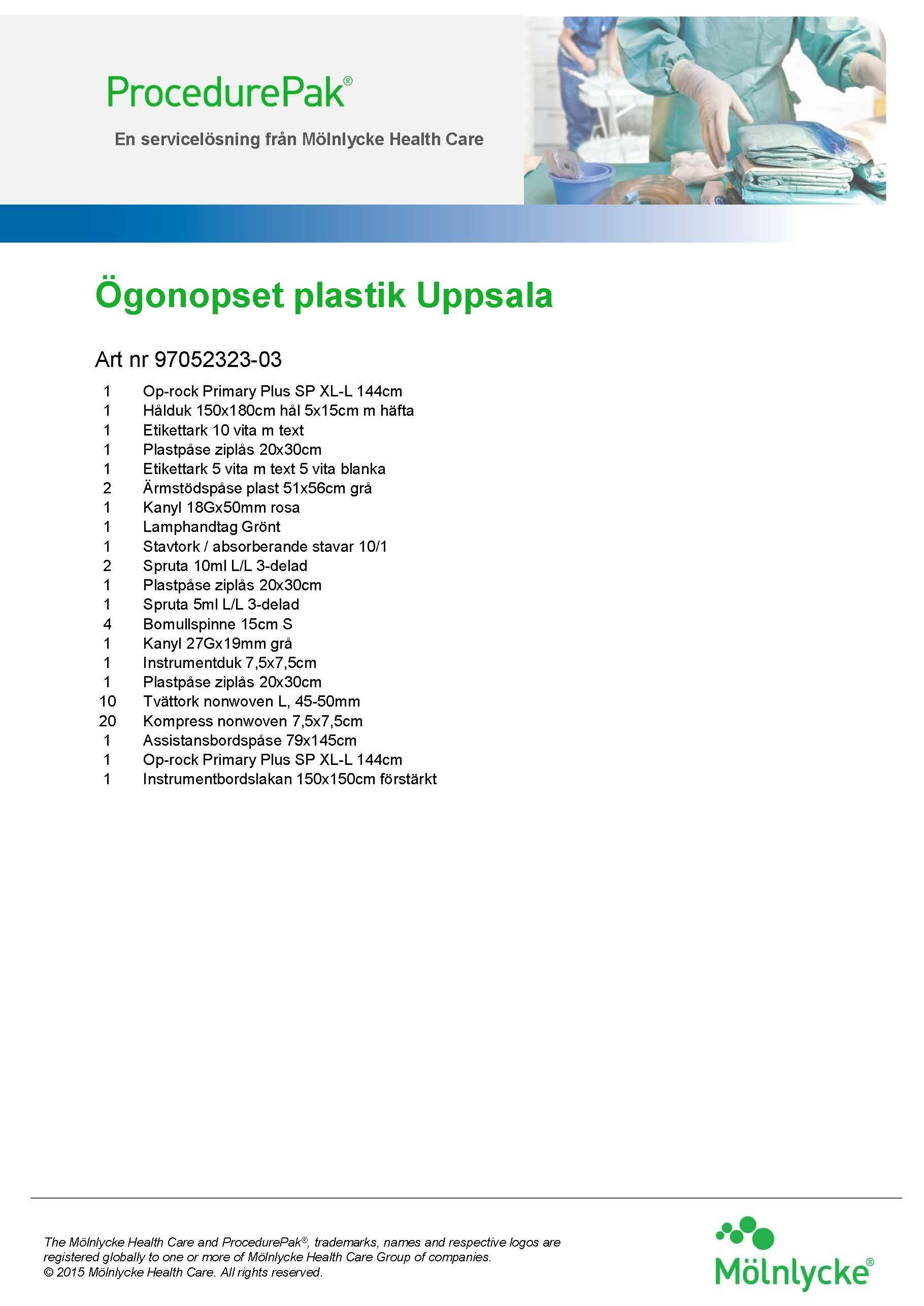 Produktbild - 55634 - Ögonoperationsset plastik kundanpassat Uppsala