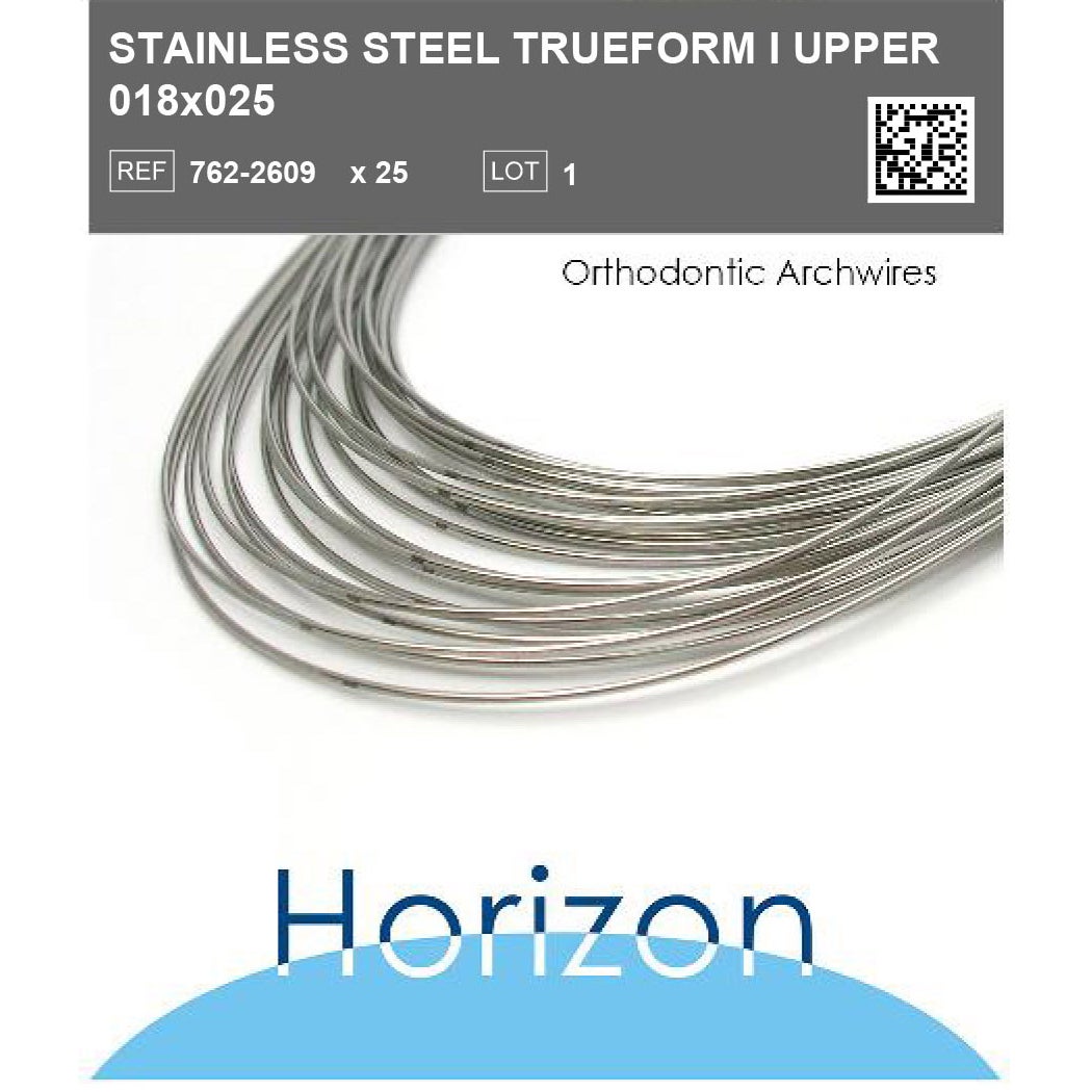 Produktbild - VF000141950 - Kantbåge Trueform 1 i rostfritt stål för överkäke 0.018x0,025" 25-pack