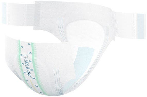 Produktbild - VF000177402 - Inkontinensskydd allt-i-ett med kardborre 1066ml vuxen höft 175-244cm strl XXXL