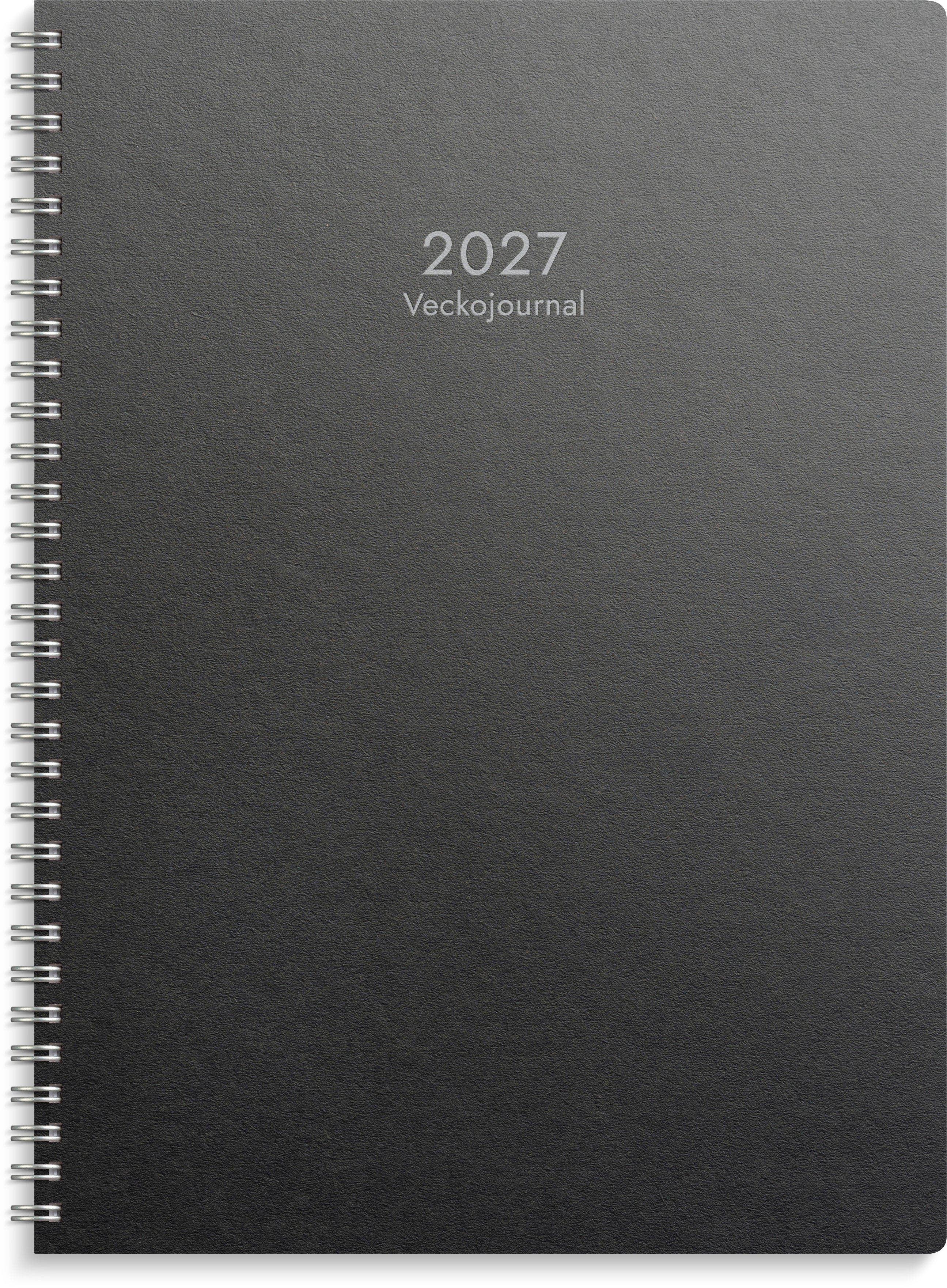 Produktbild - VF7009433 - Almanacka veckojournal Eco 2027 1 vecka/uppslag kvartsindelad kl 8-19 192x260mm