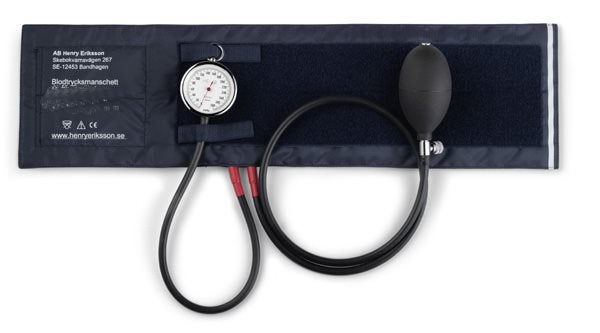 Produktbild - 53587 - Blodtrycksmanschett komplett tvåslang med skruvventil vuxen 12x35cm