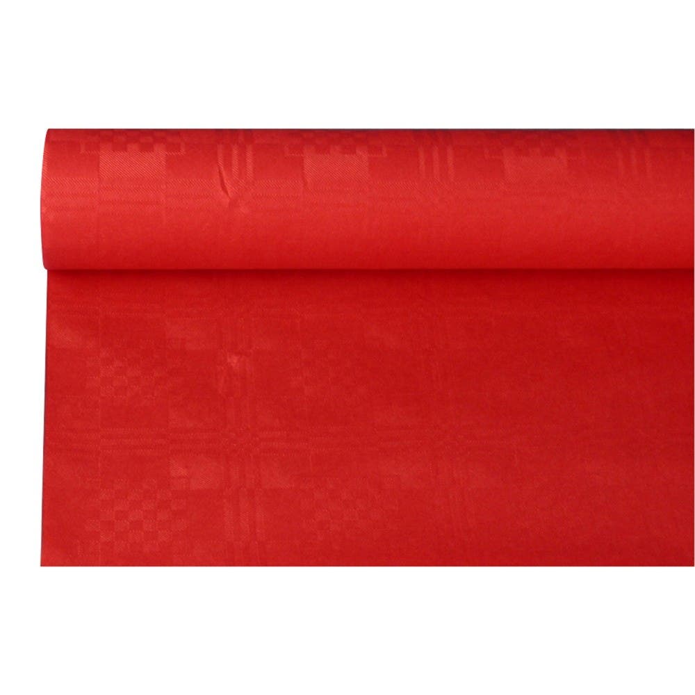 Produktbild - VF000177829 - Pappersduk damastpräglad röd 1,2x8m 12-pack