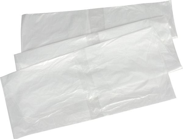 Produktbild - 56036 - Plastpåse med tryck vit för papperskorg 30L 280/240mmx60cm 100st/rulle förnybar