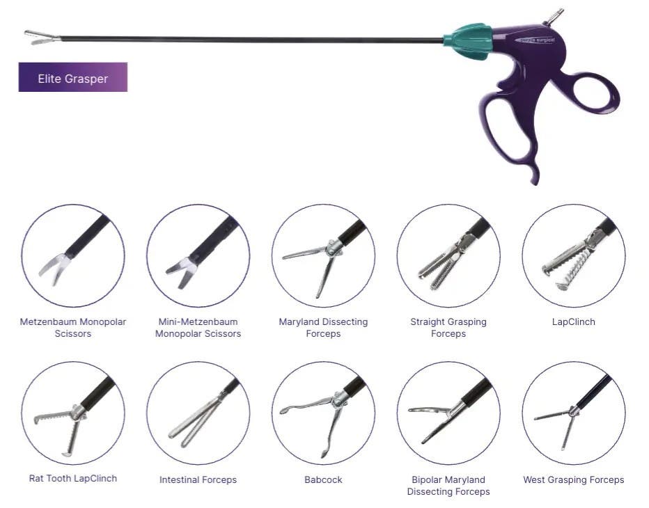 Produktbild - VF000163194 - Fattningstång Lapclinch laparoskopisk monopolär engångs med spärr 5 mm längd 33 cm