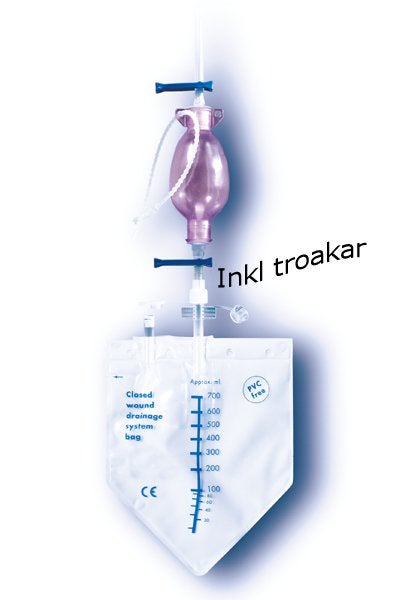 Produktbild - 60391 - SUGDRÄN M BOLL KAT CH10 PÅSE 700ML INKL TROAKAR UNDERTRYCK 75MM/HG