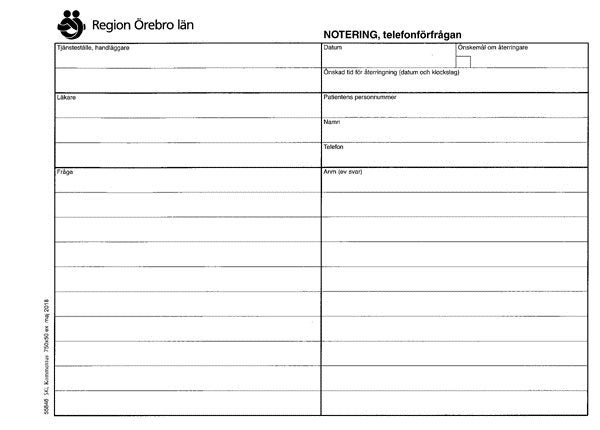Produktbild - 55846 - Notering telefonförfrågan Region Örebro Län