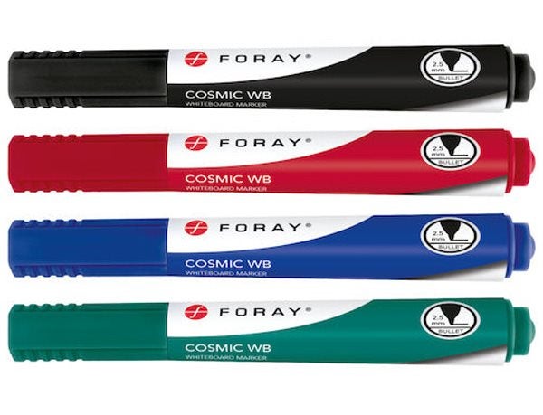 Produktbild - 43834 - Whiteboardpenna rund grön blå röd och svart 2mm 4-set
