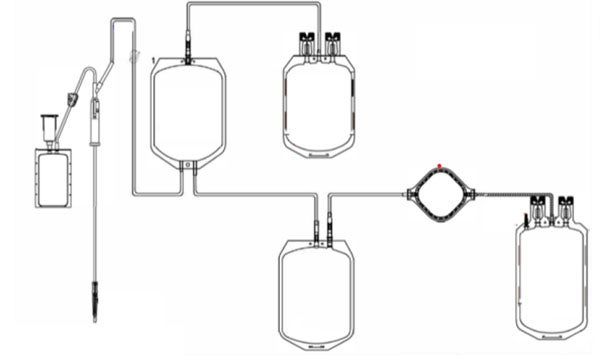 Produktbild - 52668 - Tappningspåseset 4 påsar med integrerat erytrocytfilter