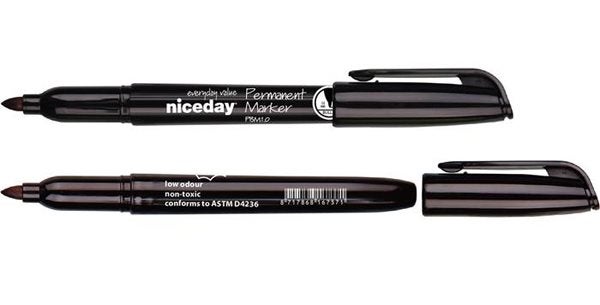 Produktbild - 56180 - Märkpenna vattenfast med rund spets svart 1,0mm