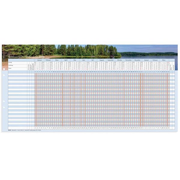 Produktbild - 65760 - Almanacka semesterplan 2026 1 jan 2026-4 april 2026 600x297mm