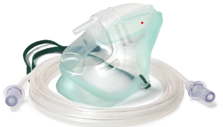 Produktbild - VF7002354 - Syrgasmask med näsklämma och fast slang för vuxen för flöde 5-10 L/min vuxen 2,1m