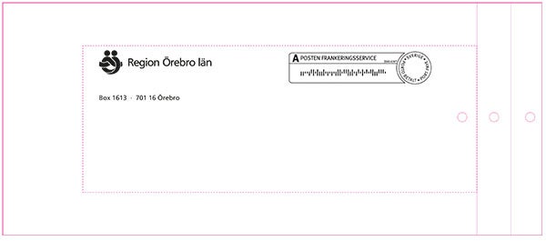 Produktbild - 65242 - Bälgpåse A-post Region Örebro Län med hål och tryck brun 125x290x40mm
