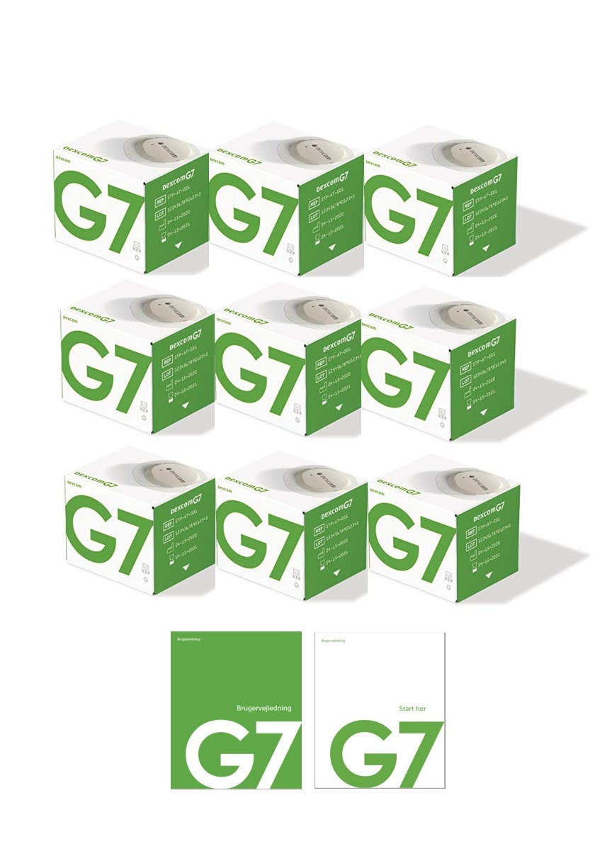 Produktbild - VF000183494 - Startpaket till Dexcom G7 med mottagare med 9 sensorer och 9 overpatch