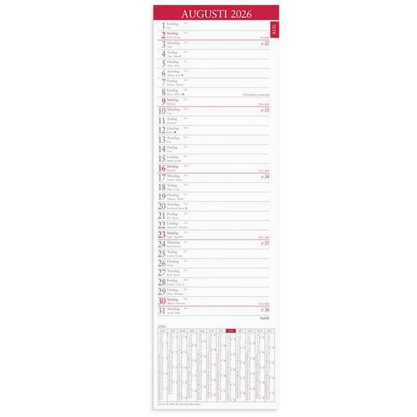 Produktbild - 65759 - Almanacka stor månadsflik 2026 till skrivbordsunderlägg 115x370mm