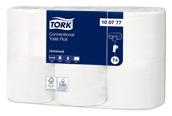 Produktbild - 64322 - Toalettpapper 2-lager perforerad till hållare T4 44,8m