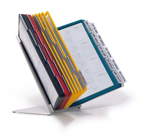 Produktbild - 43697 - Bordsställ med 30 stycken A4-ramar och rubrikhållare blandade färger